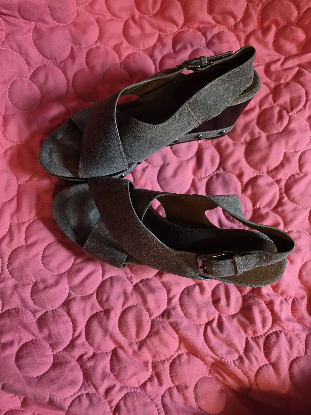 Donald J. Pliner Brown Suede Crisscross Wedge Sandals